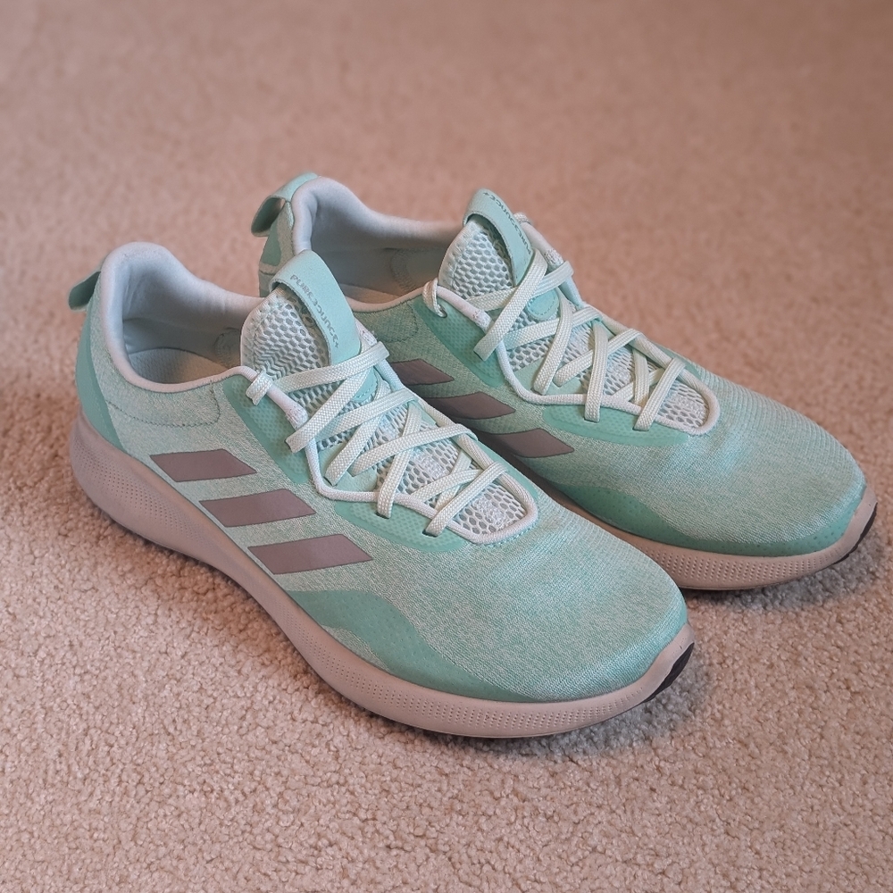 Adidas Women's Light Green and Gray Sneakers
